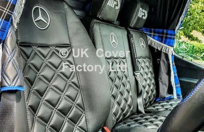 Van Seat Covers For Mercedes Sprinter Made with Mercedes Logo 11A1MER© Grey Stitch