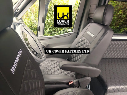 Van Seat Covers For Mercedes Sprinter Made with Mercedes Benz Letters 11A1MB Grey