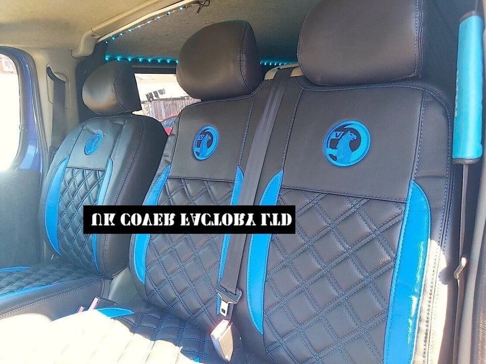 Van Seat Covers For Vauxhall Vivaro Made with Logo 11A24VX© Blue