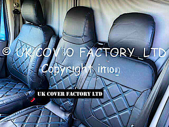 Van Seat Covers For Renault Master No Logo 11A4 Blue Stitch