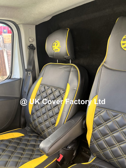Van Seat Covers For Vauxhall Vivaro Made with Logo 11A27VX© Yellow