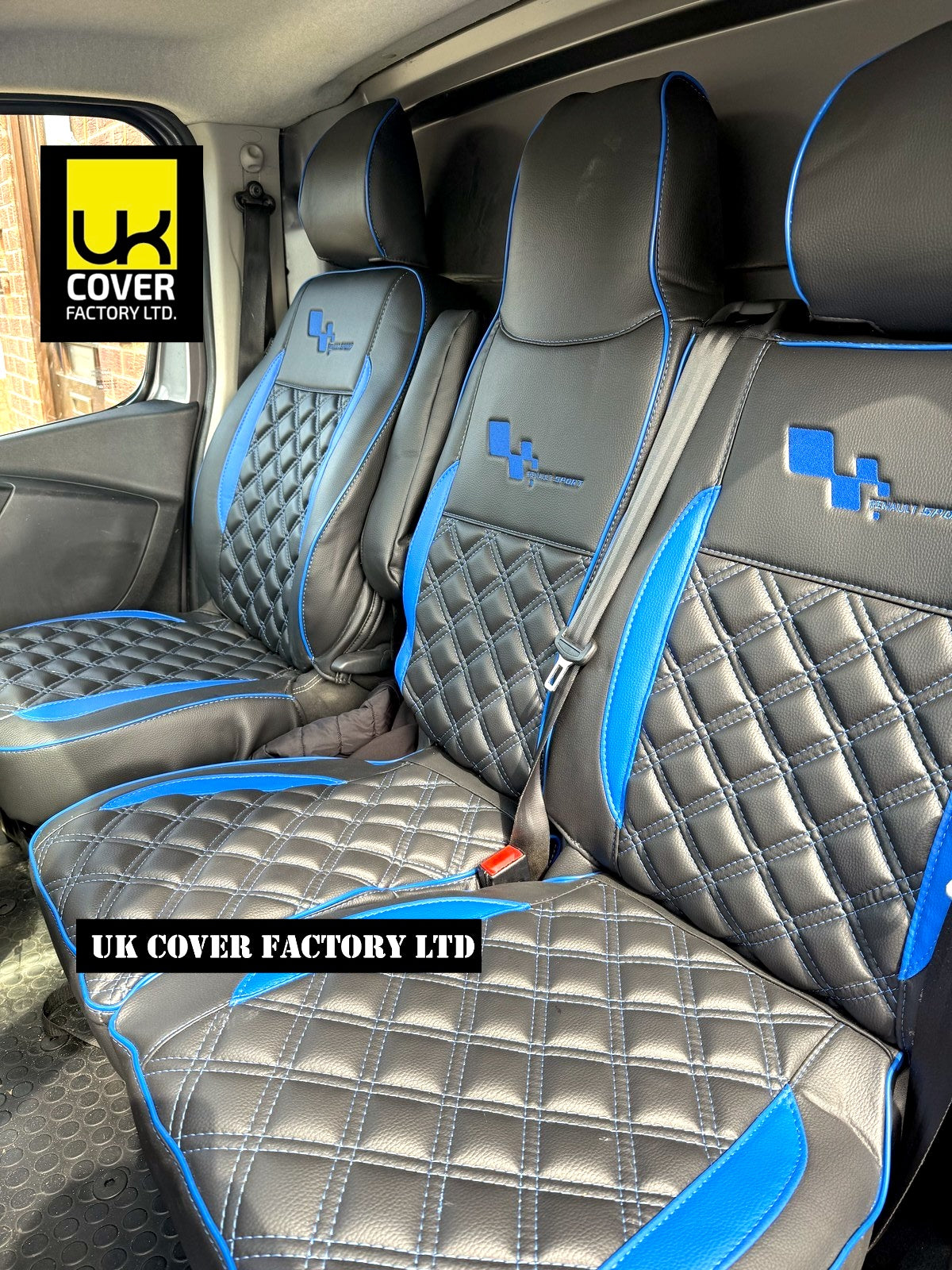Van Seat Covers For Renault Trafic Made with Logo 11A24RS Blue