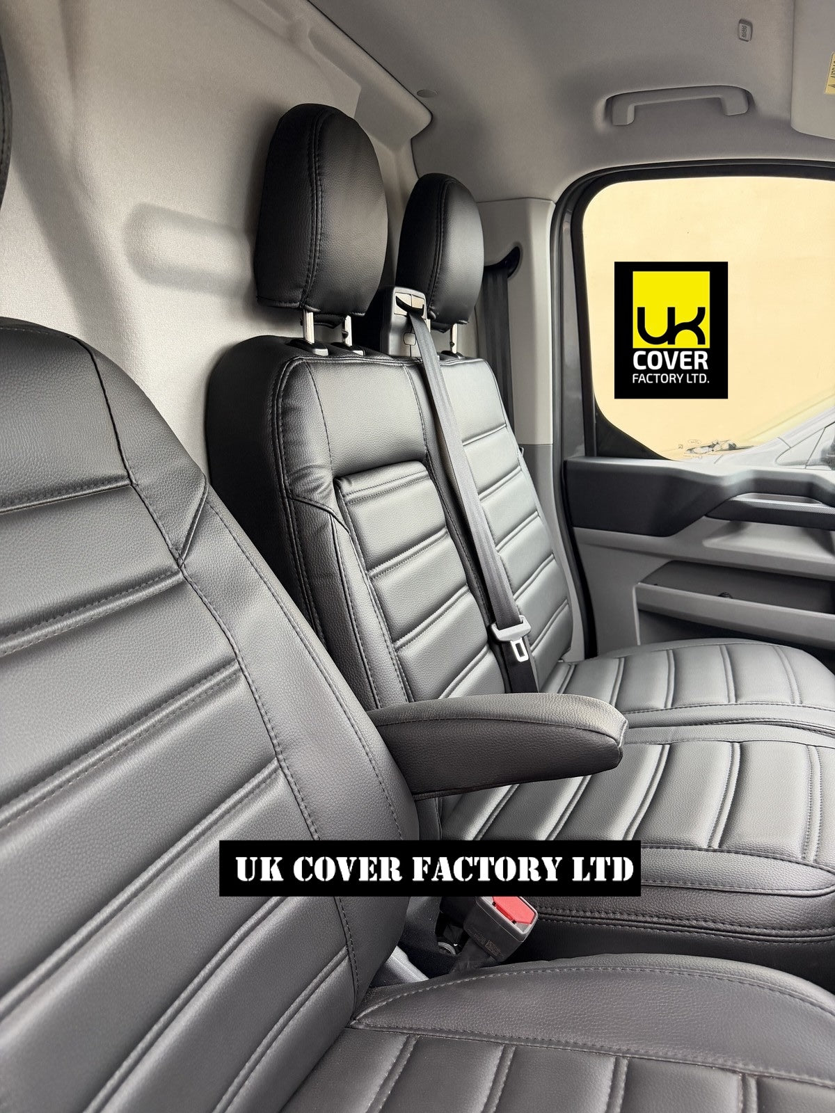 Van Seat Covers For Transit Custom 2024+ Made with FORD 11A120FD Black Binary