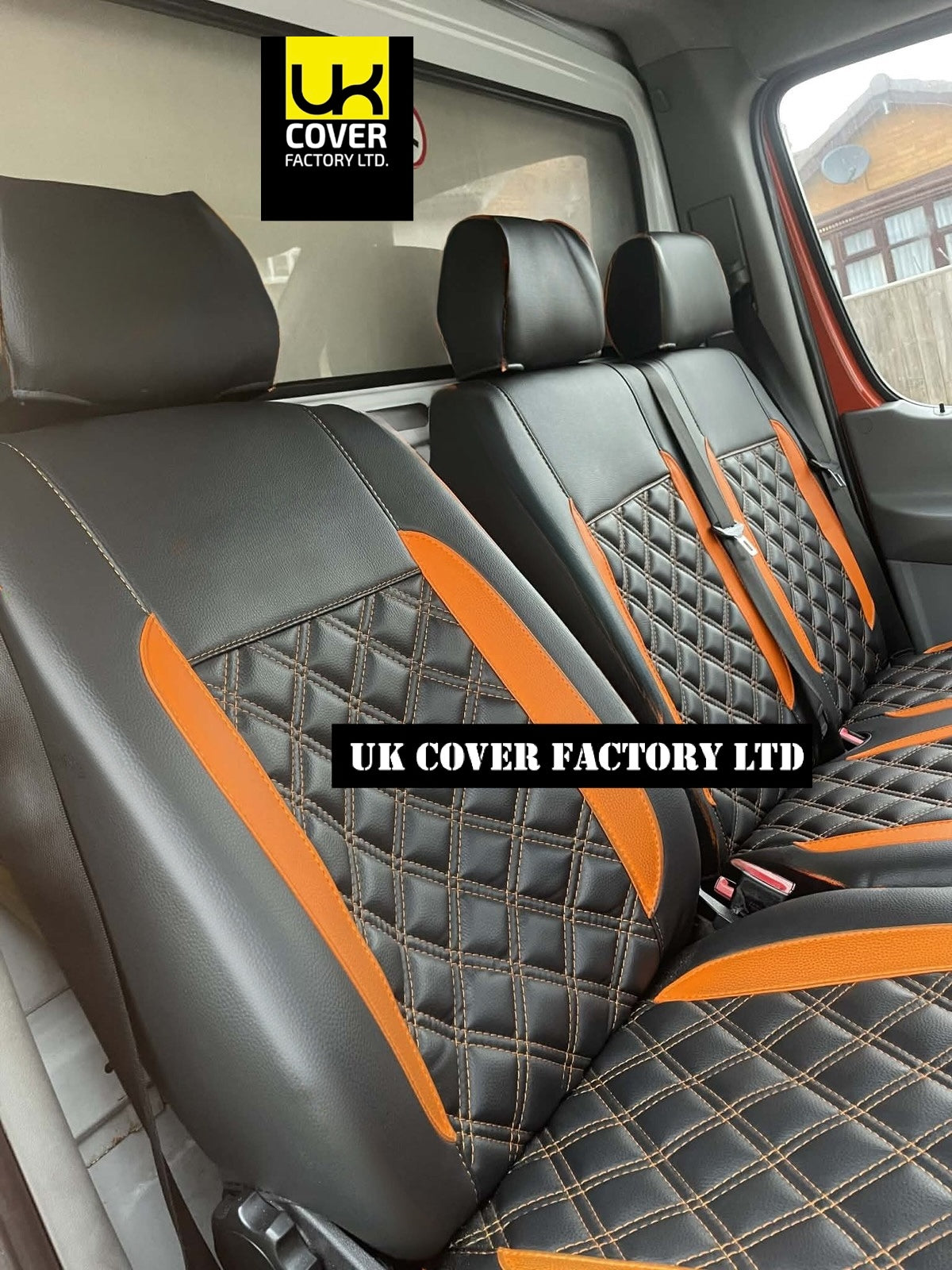 Van Seat Covers For Mercedes Sprinter Made with No Logo & Extended Comfort Base 11A29 Orange