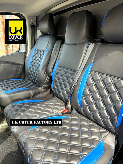 Van Seat Covers For Renault Master No Logo 11A24 Blue Side Inserts