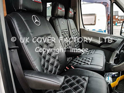 Van Seat Covers For Mercedes Vito 447 Made with Mercedes Logo 11A1MER© Grey Stitch
