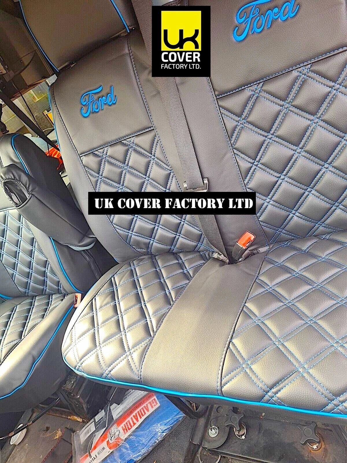 Van Seat Covers For Ford Transit Custom/MK8 Made with Ford Letters 11A4FD Blue