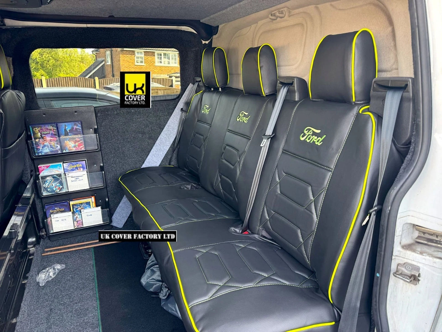 Van Seat Covers For Transit Custom/MK8 Double Cab Made with Ford Letter 11A28FD© Lime green Electron