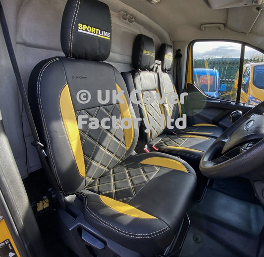 Van Seat Covers For VW Transporter Made with Sportline Logo 11A27SL Yellow