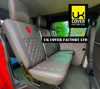 Van Seat Covers For VW Transporter Kombi Made with Logo 11A3VW Red