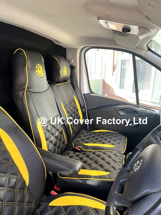 Van Seat Covers For Vauxhall Vivaro Made with Logo 11A27VX© Yellow