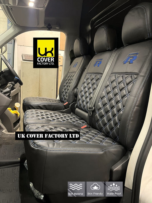 Van Seat Covers For VW Crafter Made with Logo 11A4VW Blue
