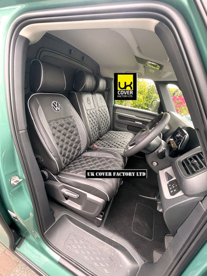 Van Seat Covers For VW Transporter Kombi Made with Logo 11A21VW Grey side Inserts