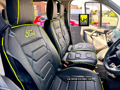 Van Seat Covers For Transit Custom/MK8 Double Cab Made with Ford Letter 11A28FD© Lime green Electron