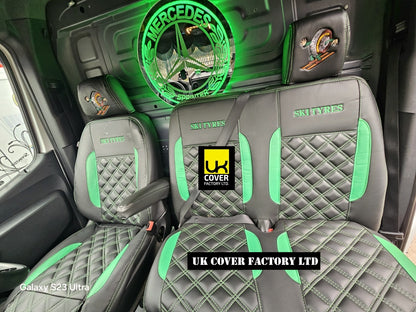 Van Seat Covers For Mercedes Sprinter Made with Bespoke Logo 11A28MB Emerald Green