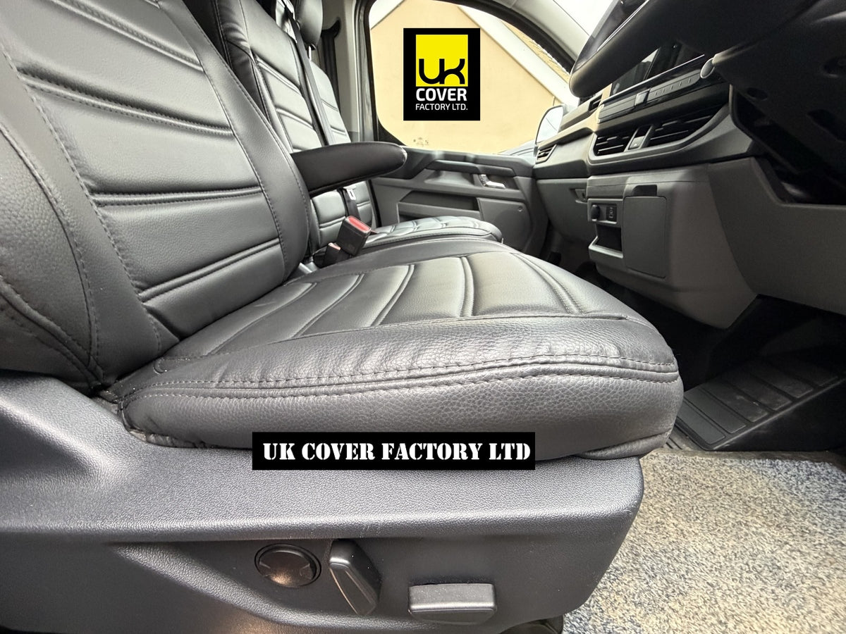 Van Seat Covers For Transit Custom 2024+ Made with FORD 11A120FD Black Binary