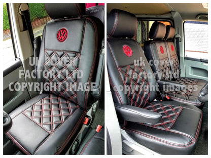 Van Seat Covers For VW Transporter Made with Logo 11A3VW Red