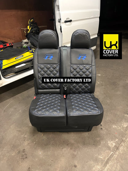Van Seat Covers For VW Crafter Made with Logo 11A4VW Blue