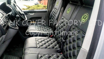 Van Seat Covers For VW Transporter Kombi Made with Logo 11A8VW Lime Green