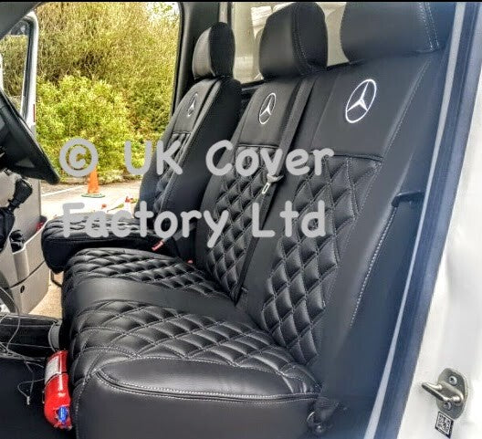 Van Seat Covers For Mercedes Vito 447 Made with Mercedes Logo 11A1MER© Grey Stitch