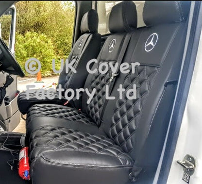Van Seat Covers For Mercedes Vito 447 Made with Mercedes Logo 11A1MER© Grey Stitch