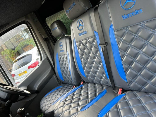 Van Seat Covers For Mercedes Sprinter Made with Logo 11A24MER©MB Blue