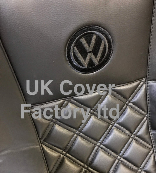 Van Seat Covers For VW Transporter Made with Logo 11A5VW Black