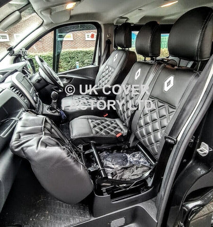 Van Seat Covers For Renault Trafic Made with Logo 11A1RN© Grey