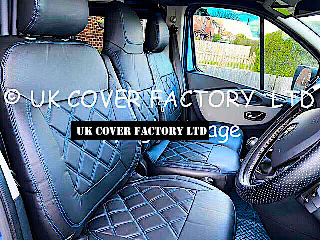 Van Seat Covers For Renault Master No Logo 11A4 Blue Stitch