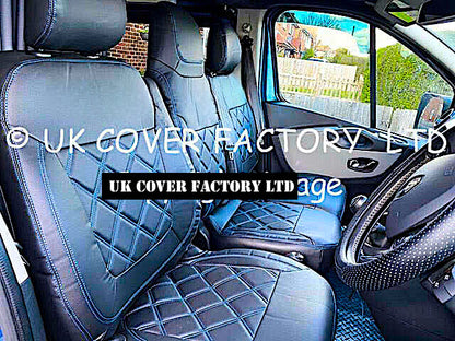 Van Seat Covers For Renault Master No Logo 11A4 Blue Stitch