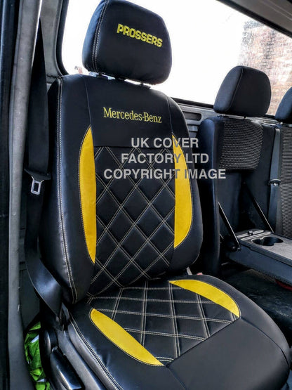 Van Seat Covers For Mercedes Sprinter Made with Mercedes Benz Letters 11A27MB Yellow