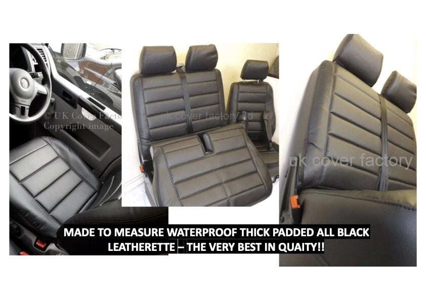 VAN SEAT COVERS FOR VW TRANSPORTER T5 T6 PREMIUM BINARY QUILT DESIGN