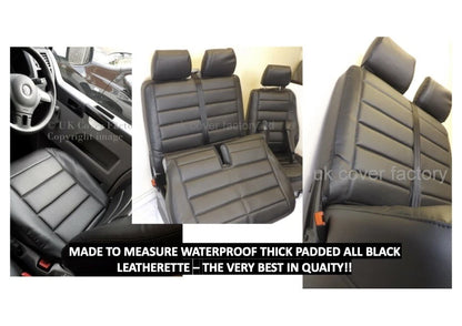 VAN SEAT COVERS FOR VW TRANSPORTER T5 T6 PREMIUM BINARY QUILT DESIGN