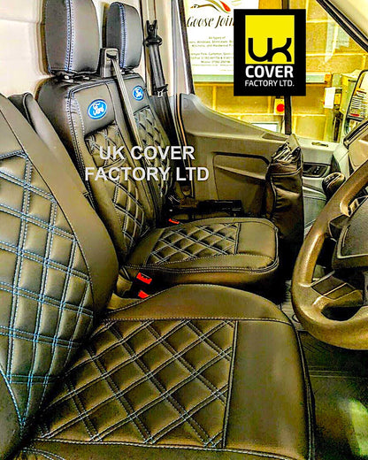 Van Seat Covers For Ford Transit MK6/MK7 Made with Logo 11A4FD© Blue