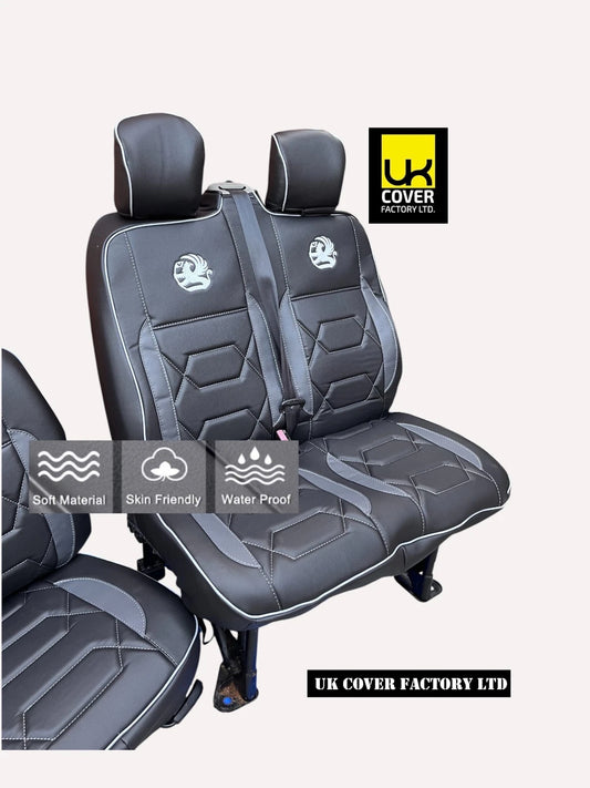 Van Seat Covers For Vauxhall Vivaro Made with Logo 11A821VX© Grey