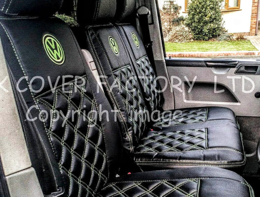 Van Seat Covers For VW Transporter Kombi Made with Logo 11A8VW Lime Green