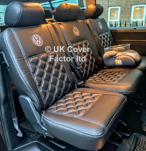 Van Seat Covers For VW Transporter Kombi Made with Logo 11A1VW Grey