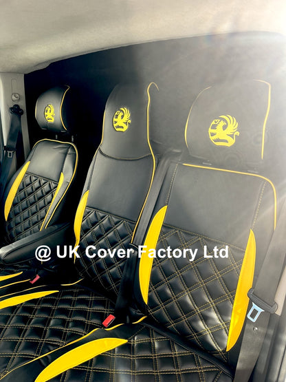 Van Seat Covers For Vauxhall Vivaro Made with Logo 11A27VX© Yellow