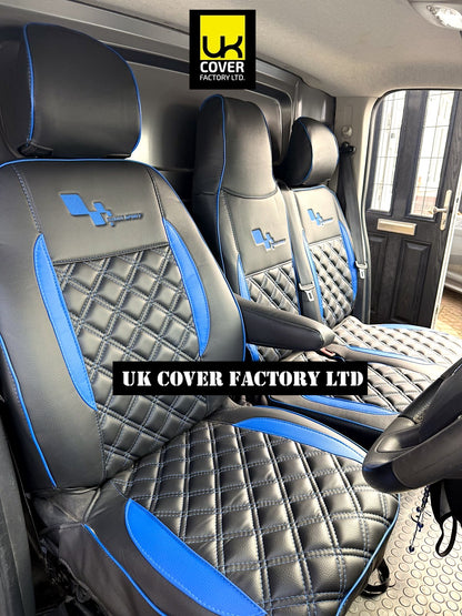 Van Seat Covers For Renault Trafic Made with Logo 11A24RS Blue