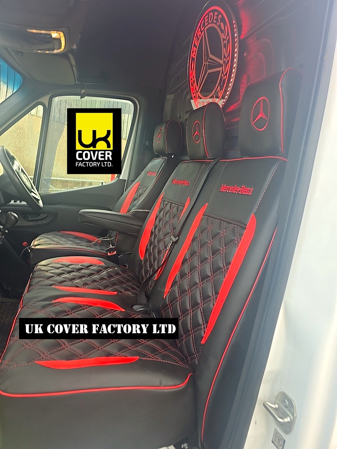 Van Seat Covers For Mercedes Vito W447 Made with Dual Logo 11A23MER©MB RED