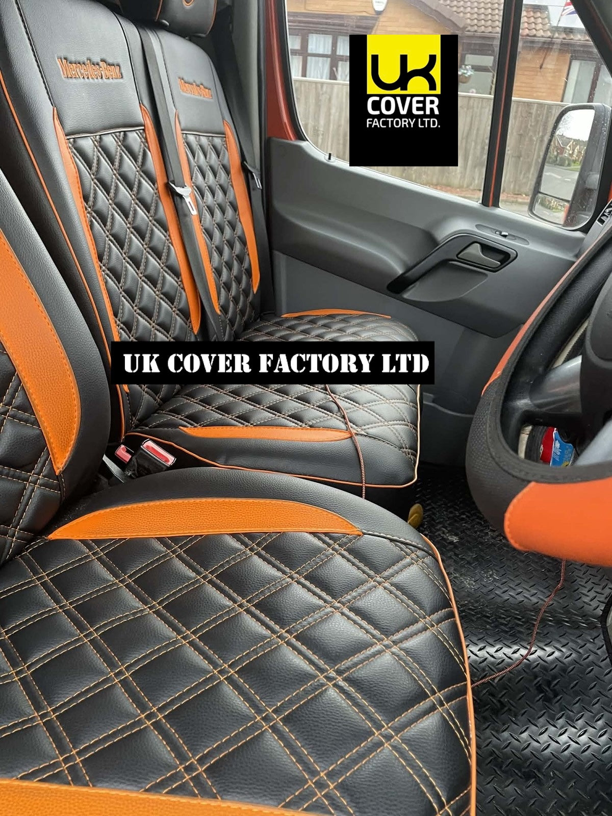 Van Seat Covers For Mercedes Sprinter Made with Dual Logo 11A29MER©MB Orange