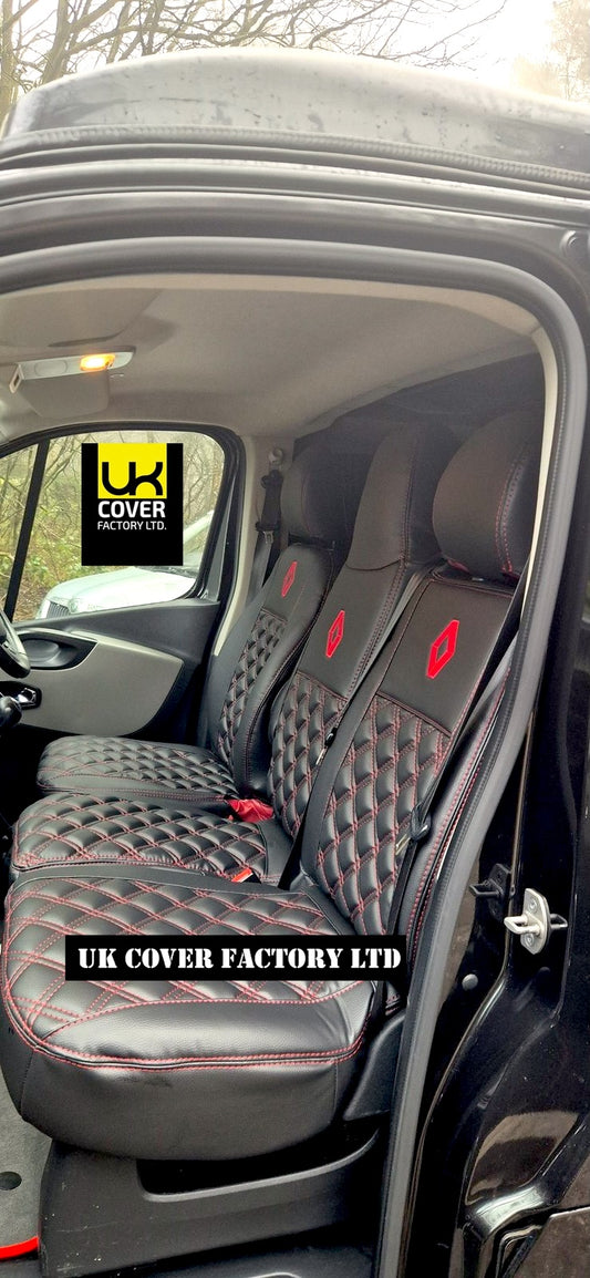 Van Seat Covers For Renault Trafic Made with Logo 11A3RN© Red
