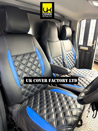 Van Seat Covers For Renault Master No Logo 11A24 Blue Side Inserts