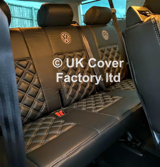 Van Seat Covers For VW Transporter Kombi Made with Logo 11A1VW Grey