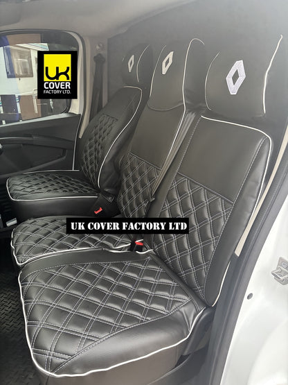 Van Seat Covers For Renault Trafic Made with Logo & Piping 11A1RNPP© Grey