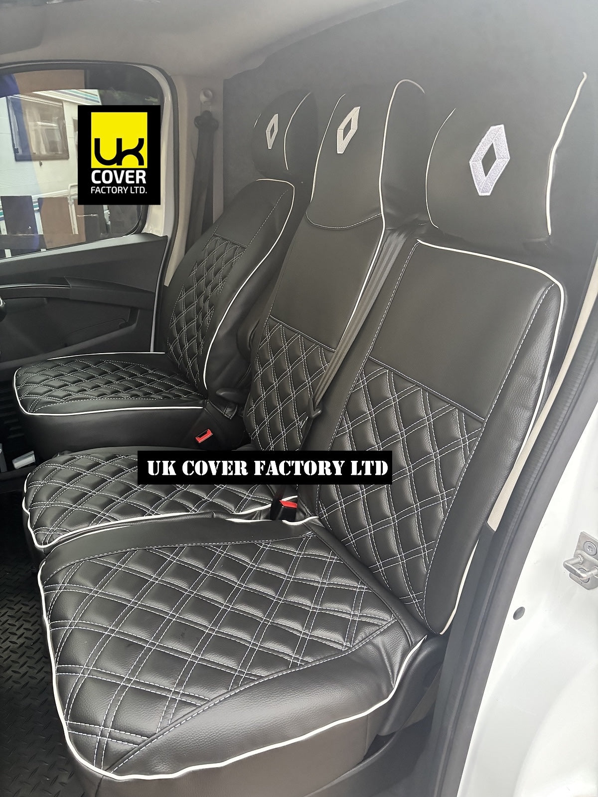 Van Seat Covers For Renault Trafic Made with Logo & Piping 11A1RNPP© Grey