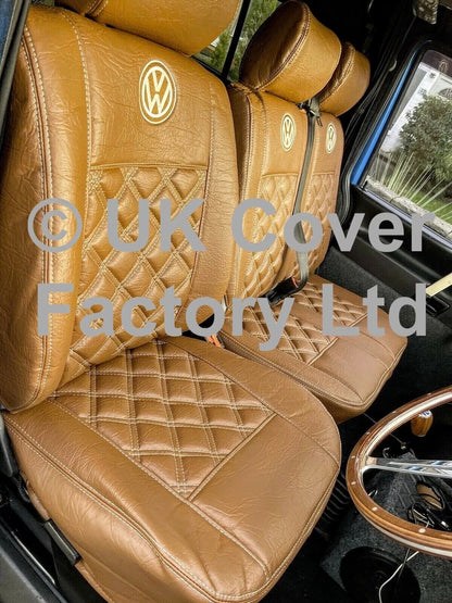 Van Seat Covers For VW ID Buzz Made with Logo 11A9VW Brown