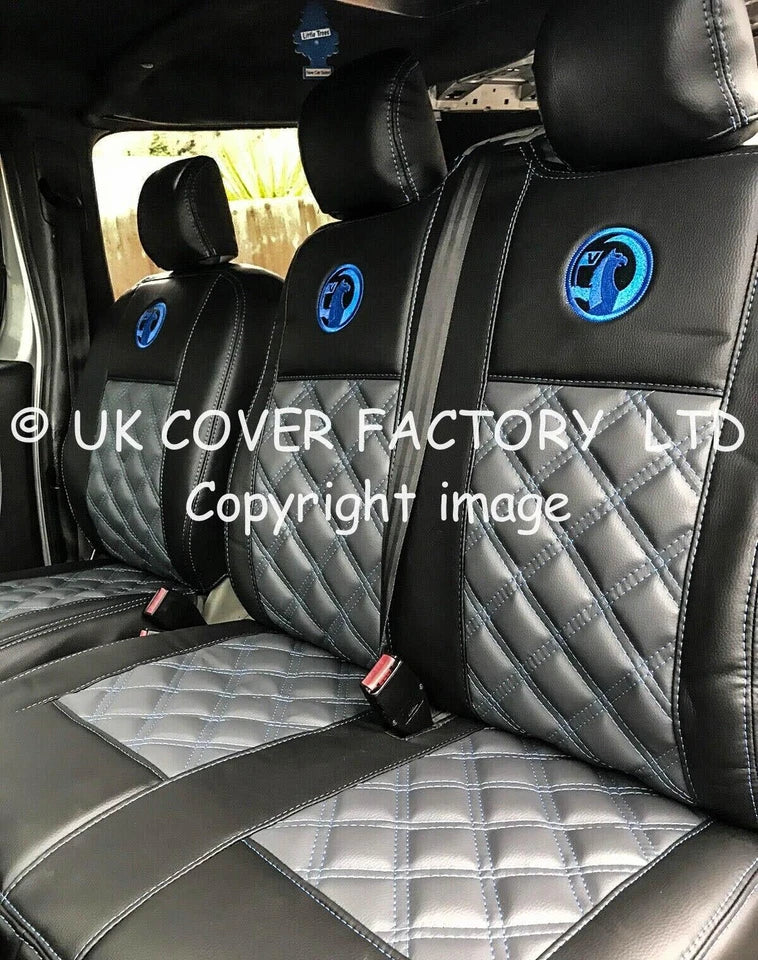 Van Seat Covers For Vauxhall Vivaro Made with Logo 11A2VX© Blue