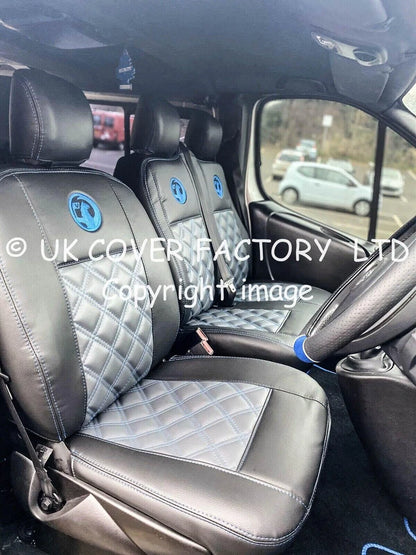 Van Seat Covers For Vauxhall Vivaro Made with Logo 11A2VX© Blue