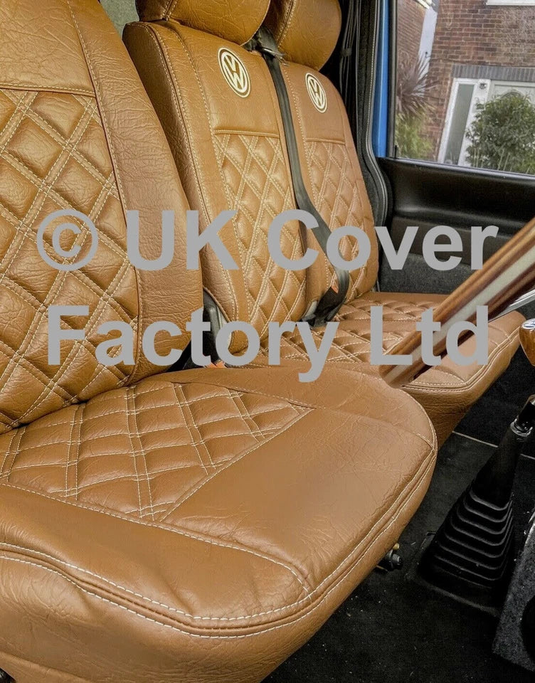Van Seat Covers For VW ID Buzz Made with Logo 11A9VW Brown
